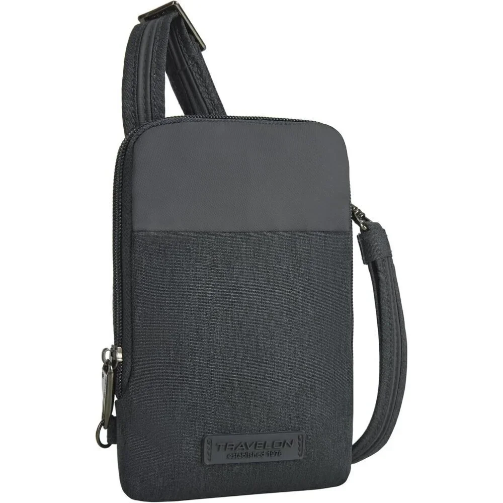 Women's Gray Heather Polyester Anti-Theft Metro Stadium Mini Imported Zipper
